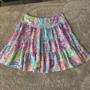 Ralph Lauren 100% linen tiered Paisley Midi skirt size  3X